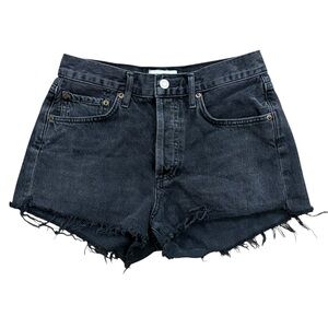AGOLDE Parker Vintage cut Off Short Crash Black Wash Raw Hem Distressed Size 25
